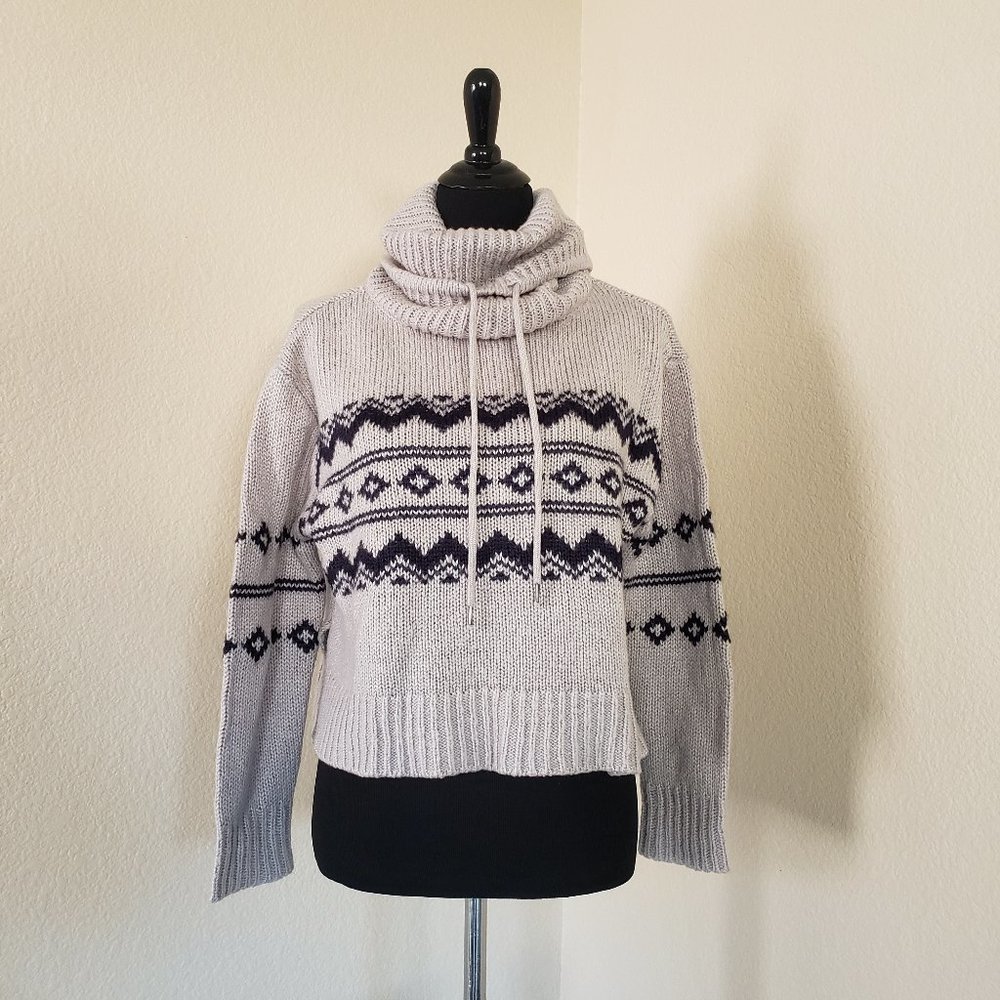 Norwegian Cropped Drawstring Turtleneck Sweater